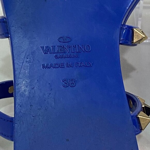 Valentino Garavani Rockstud Jelly Sandals Blue Electric PVC Slides 38 - Picture 3 of 13